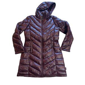 Calvin Klein Packable Lightweight Premium Down parka Coat purple Hooded Small